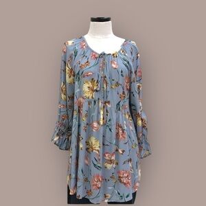 ⭐️ 3 for $10  PAY CHANCE NWOT Adora Blue Floral Tunic Top L/XL